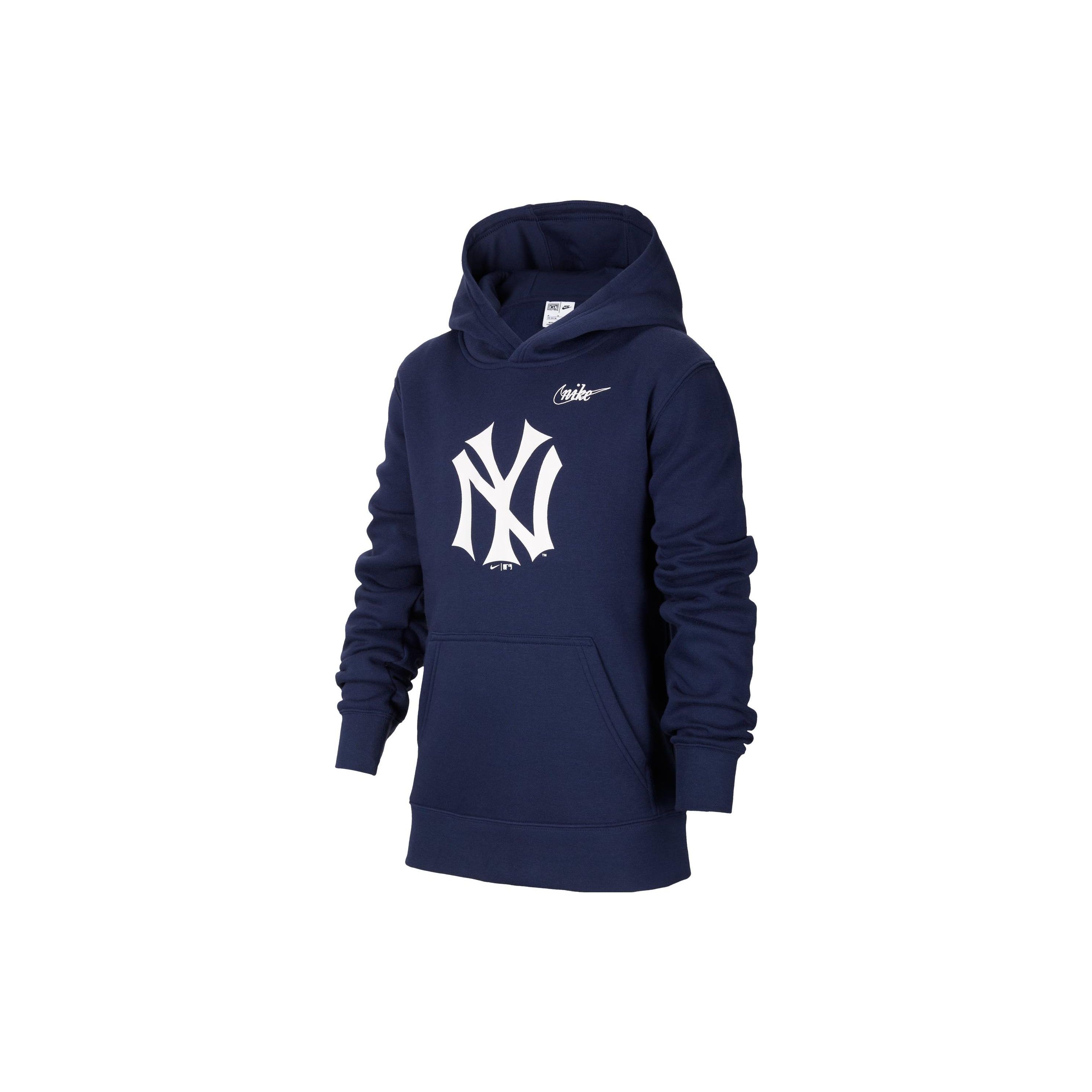 Nike X MLB Collaboration Kids Logo Print Hooded Pullover Long Sleeve Sweatshirt Kids sweatshirt Dark-Navy DX5247-410 S
