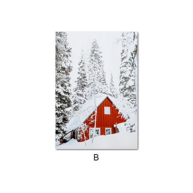 

Північне Різдво Сніг Лось Ліс Зимовий Пейзаж Плакати та принти Настінні картини Картини на полотні Друк Картинки Домашній декор кімнати 21X30cm No Frame