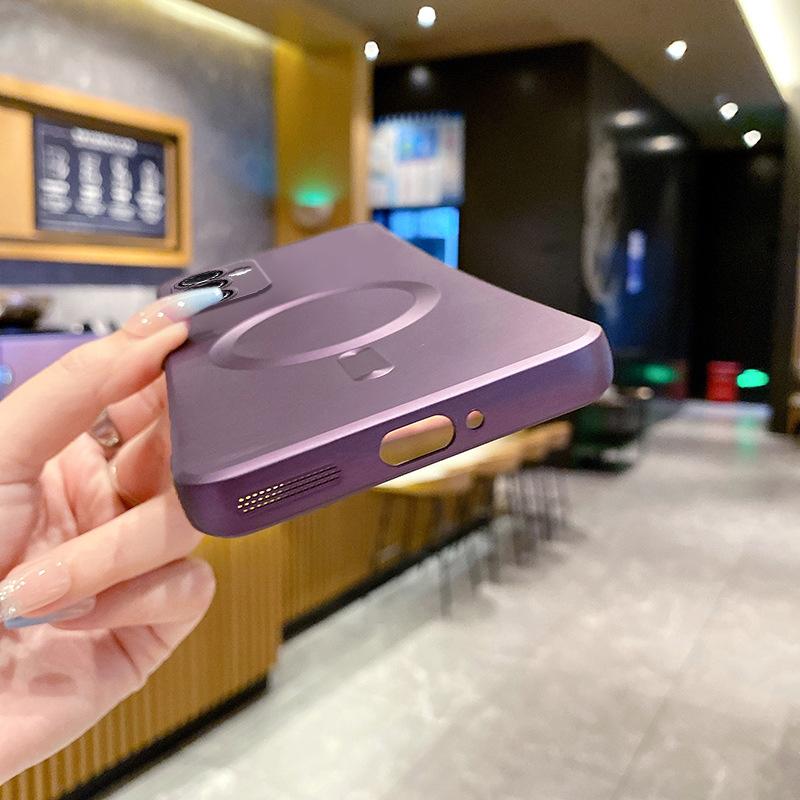 Applicable To Samsung A57 Mobile Phone Case MagSafe Magnetic Suction A37 All-inclusive A17 Metallic Paint A07 Anti-drop A56 Protective Case