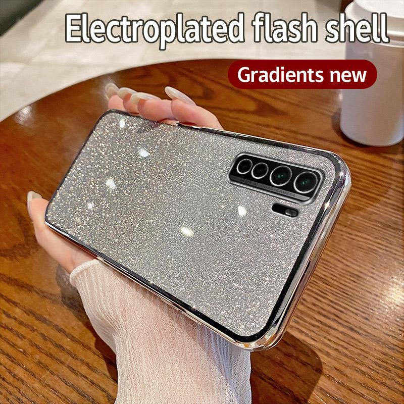 

For Huawei Nova 7 SE 5G Case Huawei Nova 7 SE 5G Youth Phone Case Shiny Glitter Plating Silicone Camera Lens Soft Back Cover For Nova7SE 5G Youth