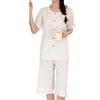 Sweet princess style women's summer cotton and silk pajamas short-sleeved cardigan loungewear lyocell suit can be worn outside large size
