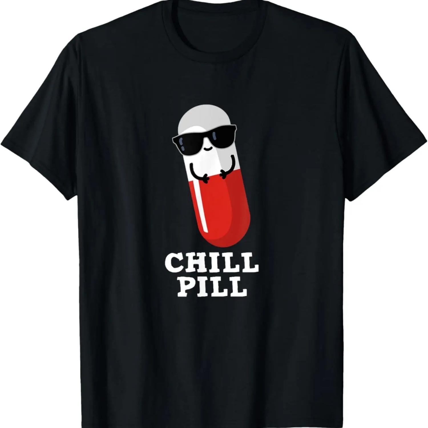 Chill Pill Funny Medicine Pun T-Shirt S чёрный