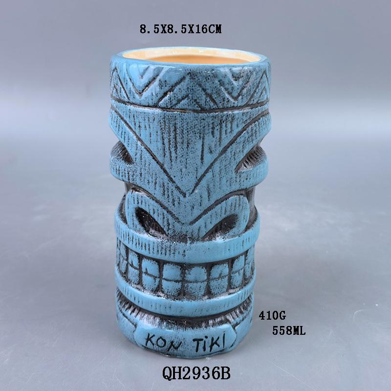 Ceramic Tiki Cup Embossed Totem Cup Hawaiian Bar Wine Glass Cocktail Cup Universal Nordic Bar Barware