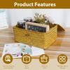 3Pcs Natural Storage Basket with Lid Stackable Large Seagrass Basket Organizer Bins For Home Kitchen Grocery Storage Container