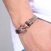 European and American Men's Leather Bracelet Woven Anchor Stainless Steel Leather Bracelet Leather Rope Trend