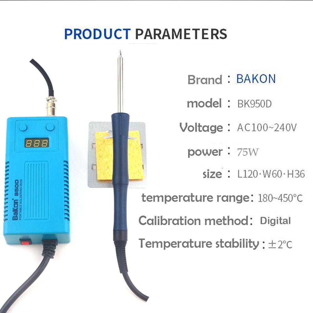 BAKON 950D 110V/220V 75W Mini Portable soldering iron Digital BGA Soldering Station with T12-I Tip FOR FX-951/936+Solder wire