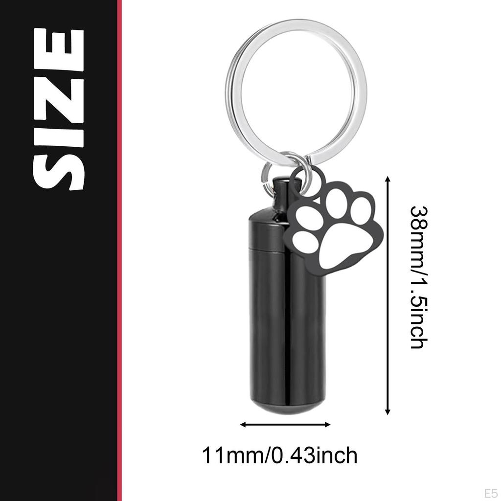 Cremation Jewelry Urn Keychain for Keepsake Key Chain Unique Metal Pet Hair Storage Bottle