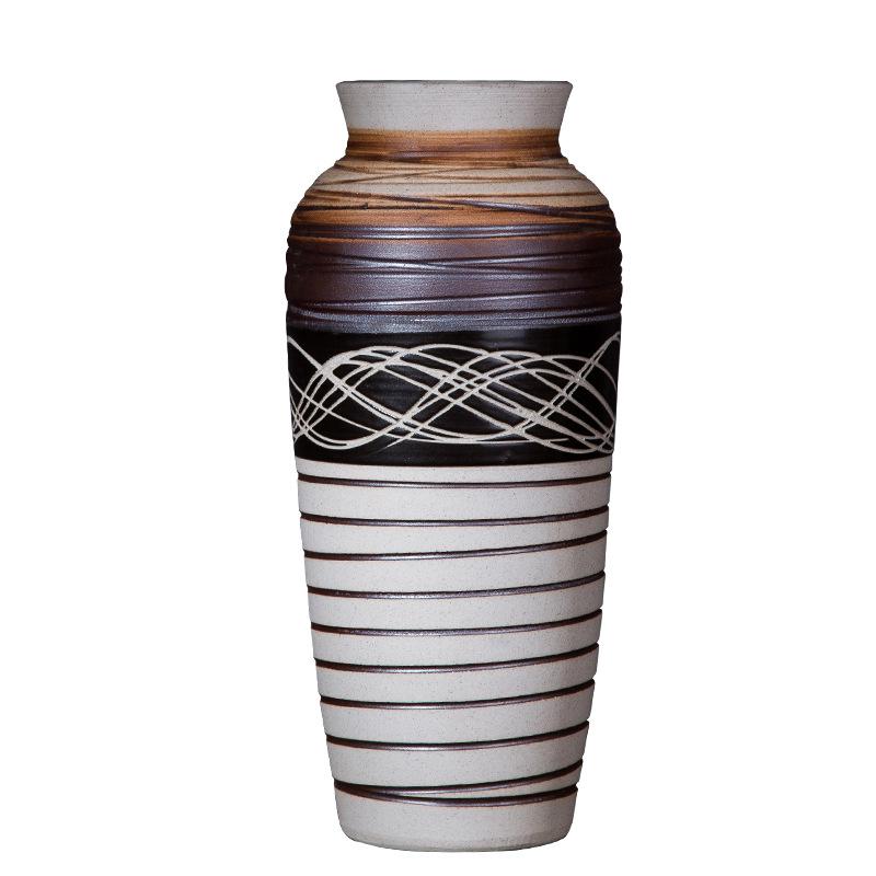 Modern Minimalist Chinese Pottery Vase for Floor Standing Dried Flower Arrangements