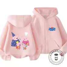 Winter Trendy Casual Zipper Hoodie Cute Cartoon Print Street Style Kids Hooded Top Peppa Pig Children 3 14