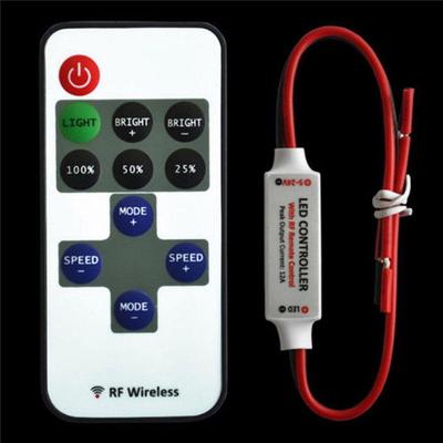 Mini 12V Inline LED Strip Light Switch Dimmer RF Wireless Remote Controller