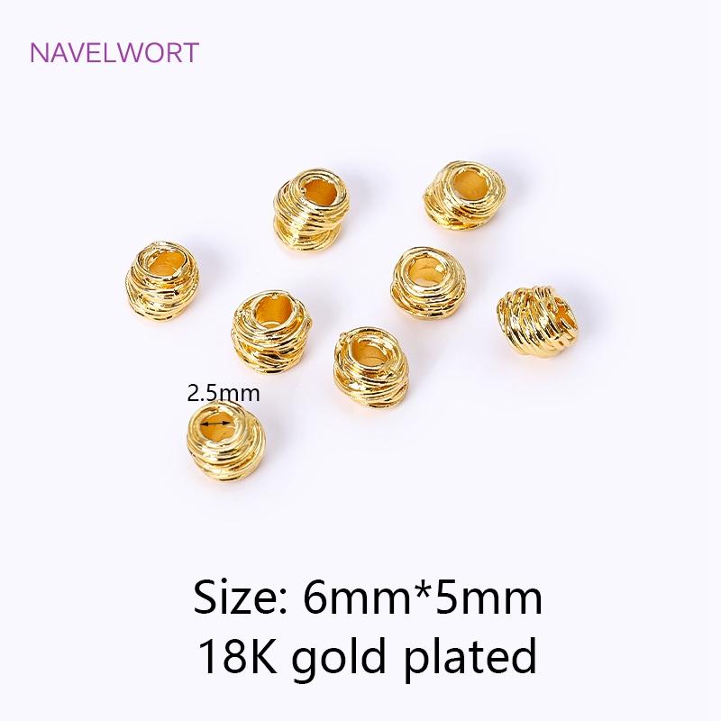 Brass 6mm Frosted Wheel Spacer Beads 18K Gold Plated Round Loose Beads For Jewelry Making DIY Jewelry Making Accessories