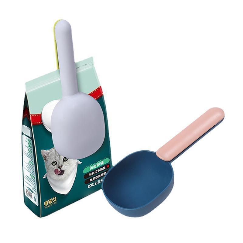 1pcs Pet Food Spoon Multifunctional 2-In-1 With Sealed Clip Handle Suitable For Cats And Dogs Birds Rabbits Feeding Spoon