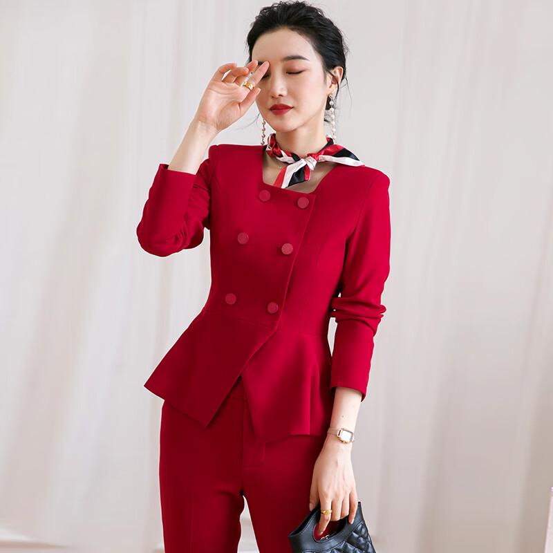 Women's Professional Red Suit Set