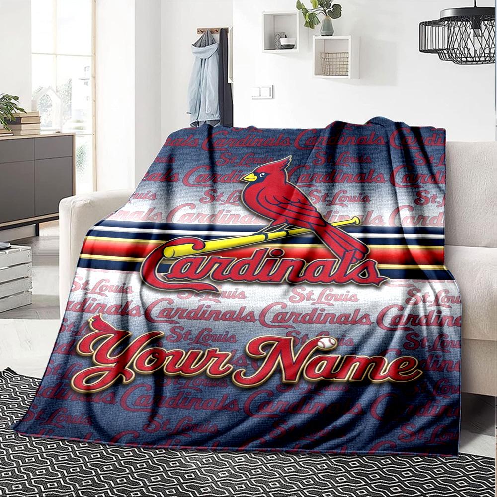 Name Custom St. Louis Cardinals Print Flannel Blanket High Quality Warm Comfortable Cover for All Seasons Perfect for Gifts Home Decor