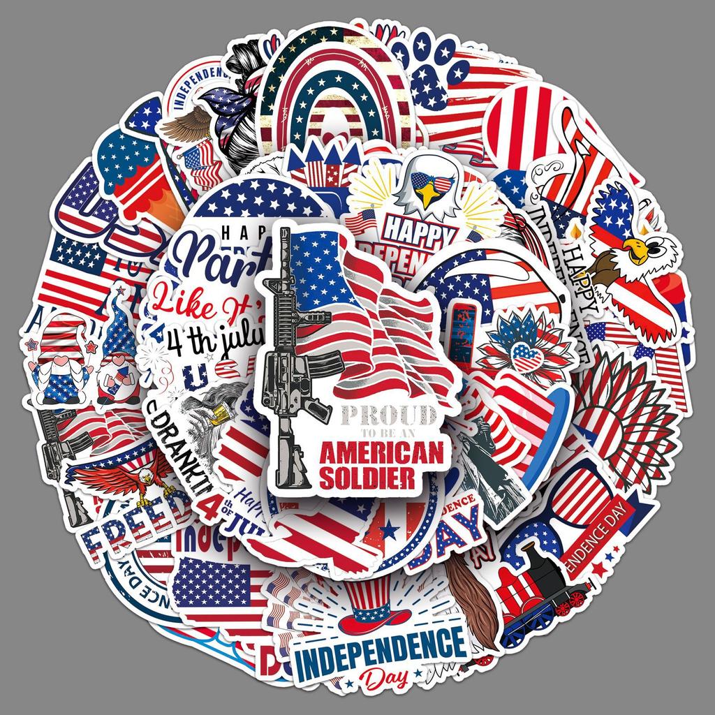 50 Photos of American Independence Day Graffiti Personalized Creative Decoration Mobile Phone Case Water Cup Suitcase Stickers Waterproof