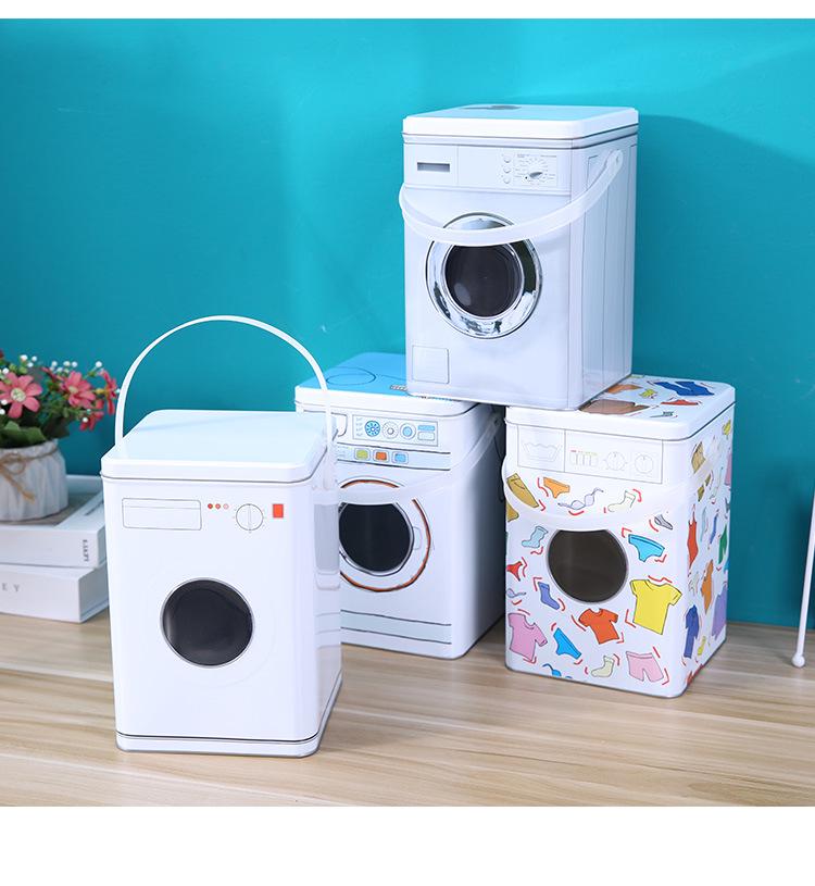 Aufbewahrungsbox für Waschmittel-Pods aus Blech mit großer Kapazität - Waschmaschinenförmiger Organizer mit Griff