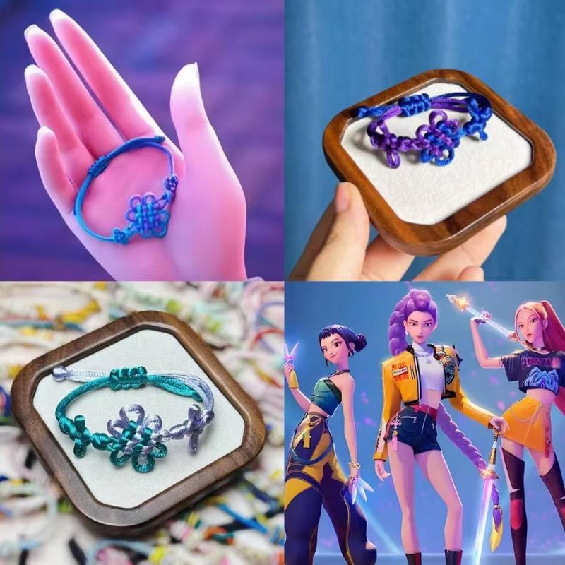 Anime Kpop Demon Hunters Rumi Cosplay Bracelet Handmade Woven Rope Chinese Knot Adjustable Bracelet Unisex Jewelry Accessories