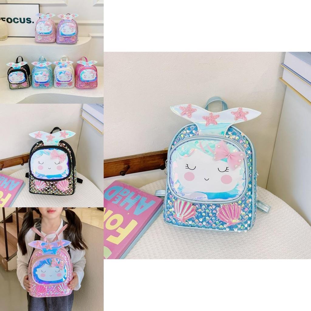 Kindergarten Girls Backpack With Mermaid Theme And Waterproof Polyester Interior