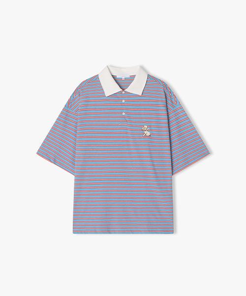 River Classy [25Ss] Llb41502 Blue Multi-Stripe Collar Half T-Shirt 100