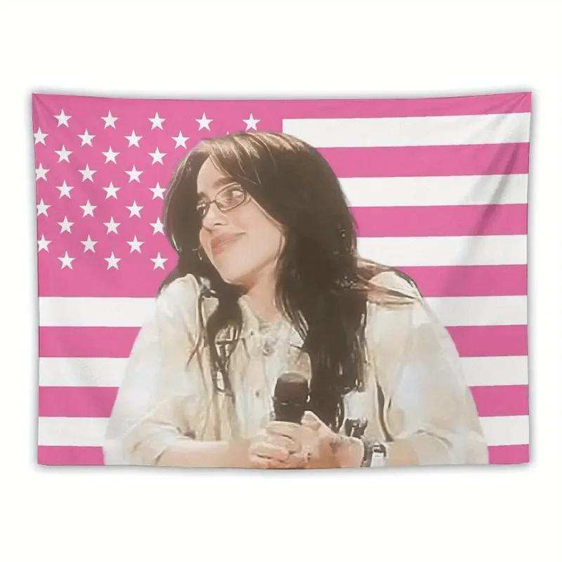 

1pc BBillie Music Album Poster Tapestry Flag Pink Gift Bedroom Living Room Wall Decor 74x94cm(29x37in)
