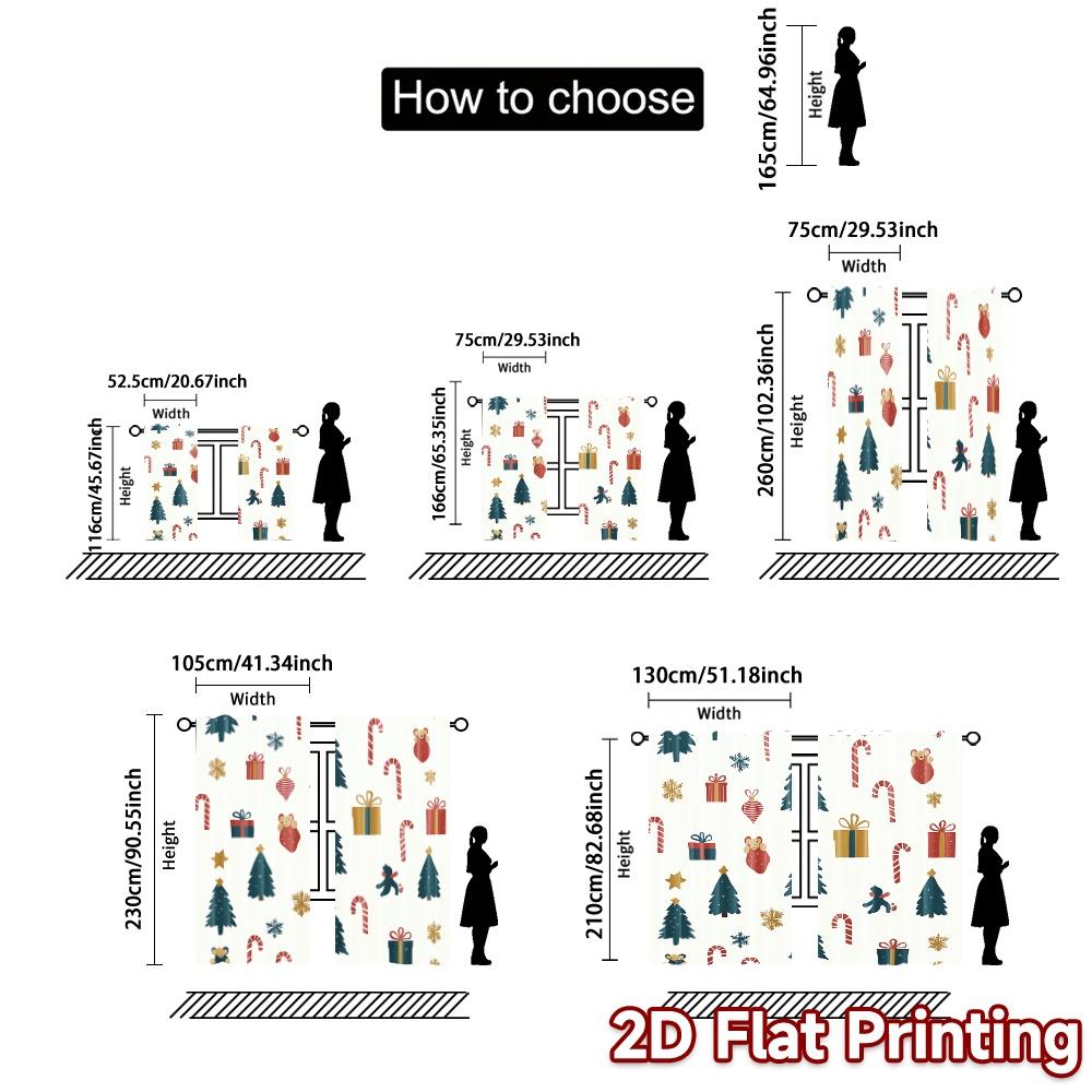 2pcs,Curtains Christmas Trees Gift Snowflakes Popular Popular Curtain Versatile Durable Polyester Curtains Holiday Suitable for