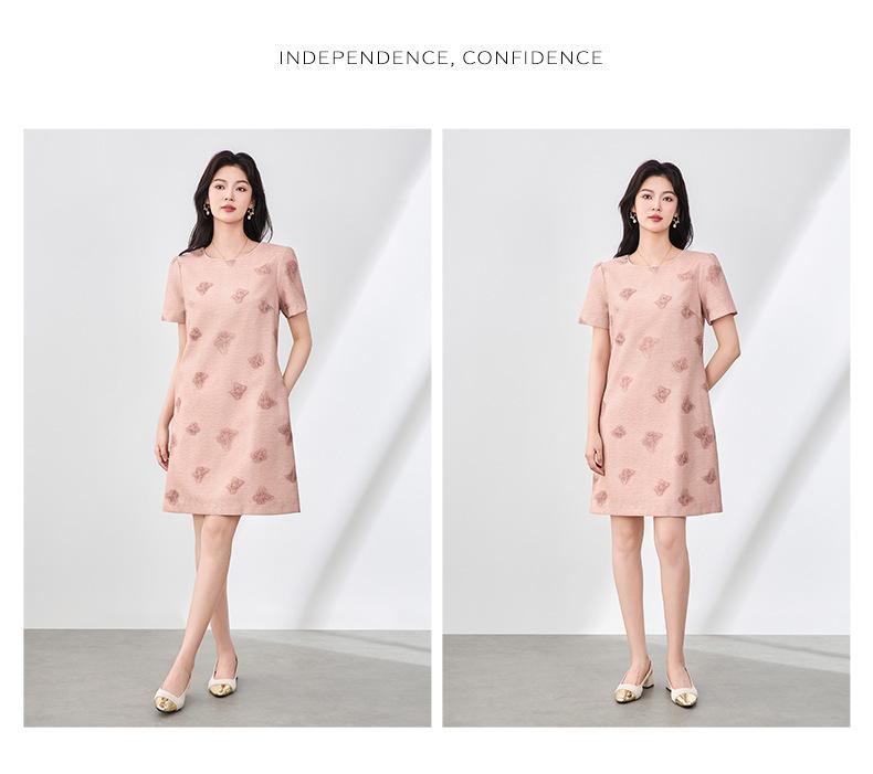 Tencel Linen A-line Dress with Butterfly Embroidery - French Style Slimming Fit for Women