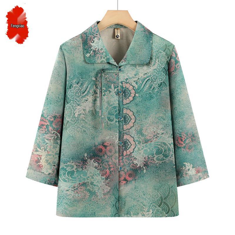 Women s Stylish Summer Floral Shirt for Elderly XL