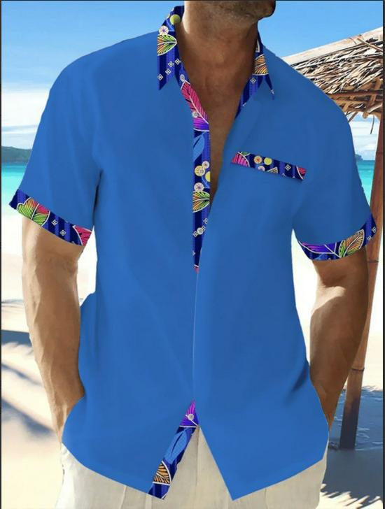 YPRS Men's 2026 Summer Floral 3D Print Short-Sleeved Beach Shirt