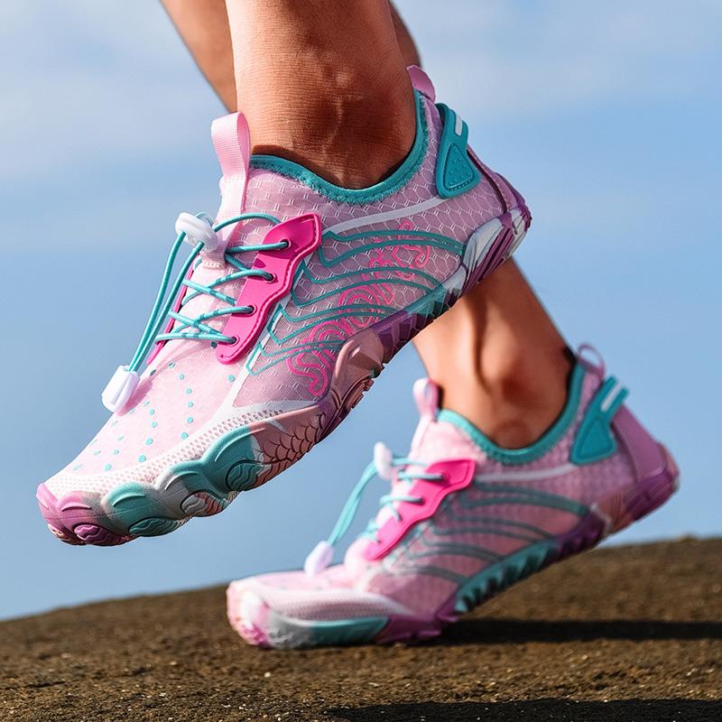 Nový Design Módní Růžové Dámské Vodní Tenisky Unisex Letní Boty do Vody Velikost 35-47 Protiskluzové Boty s Pěti Prsty Bosé Hombre
