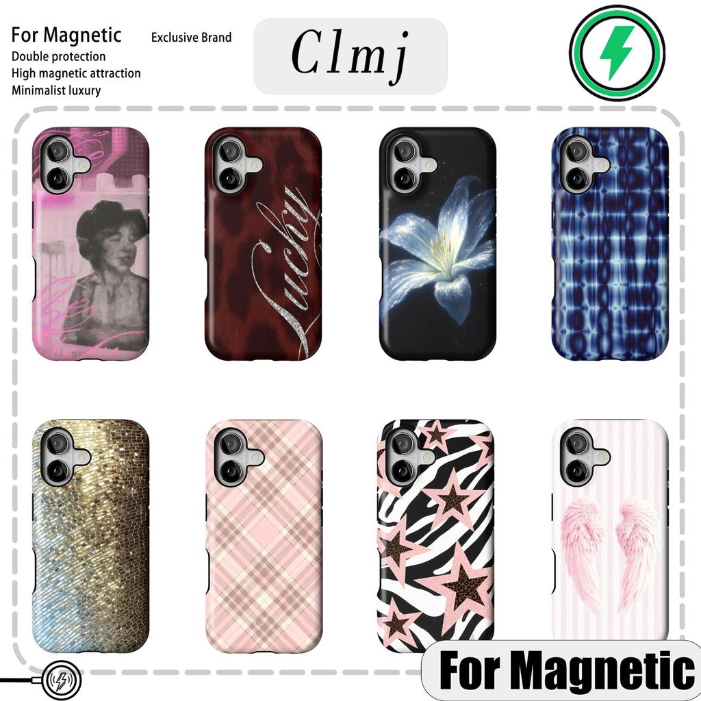 Clmj Blush Stars Phone Case for iPhone 17 16 15 14 13 12 11 Air Pro Max Plus Luxury Magnetic Double-layer Back Cover