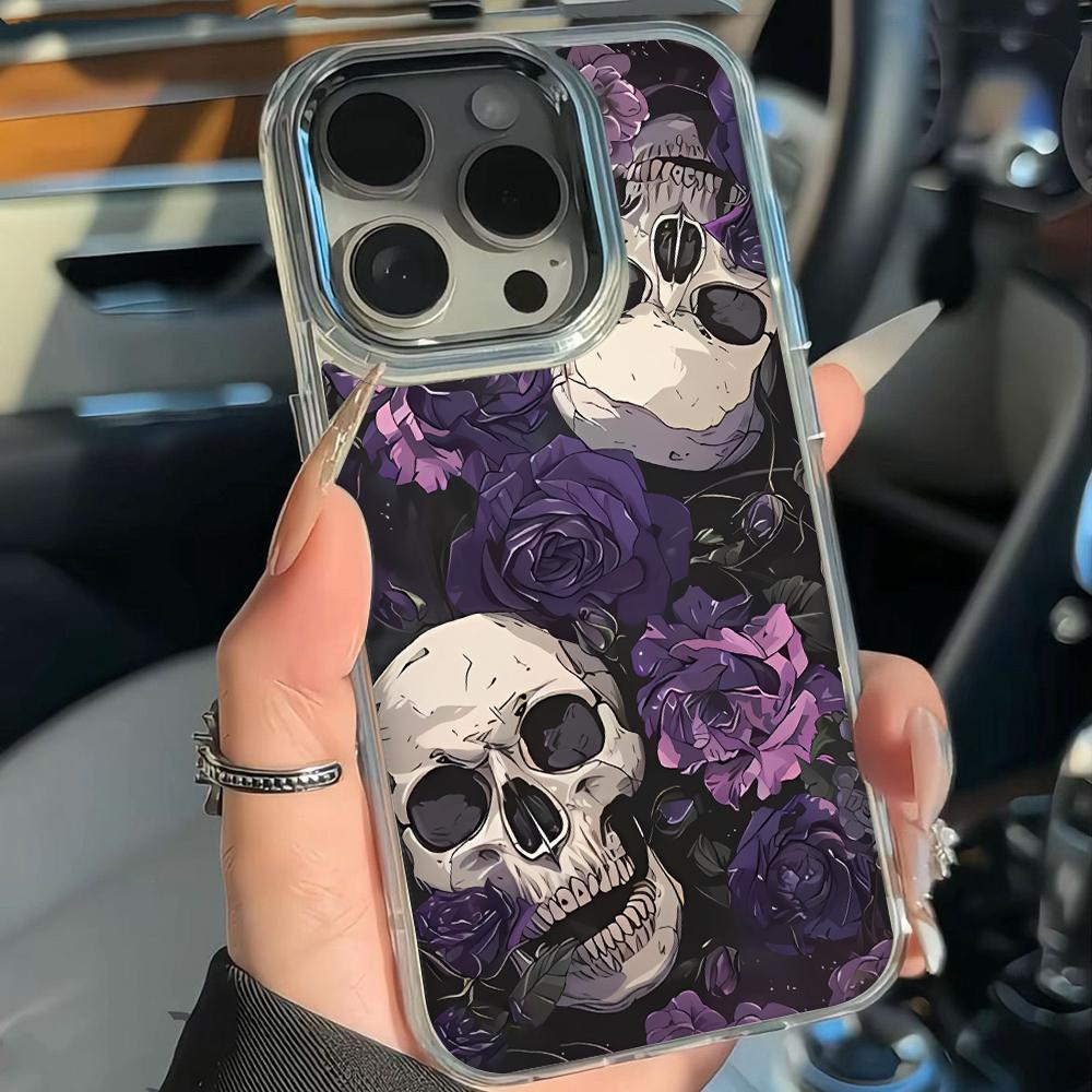 Purple Rose Skull Phone Case For Iphone 17 12 15 Plus 16 Pro Max 11 13 14 17E 16E Ultra Anti-Fingerprint Soft Protective Cover