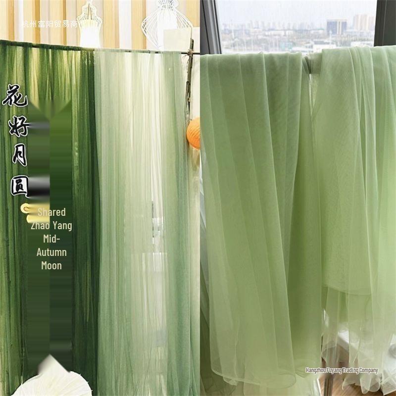 Green Soft Yarn Curtain Net for Kindergarten Decoration, Scene Layout, Wedding Backdrop, and Dress Fabric