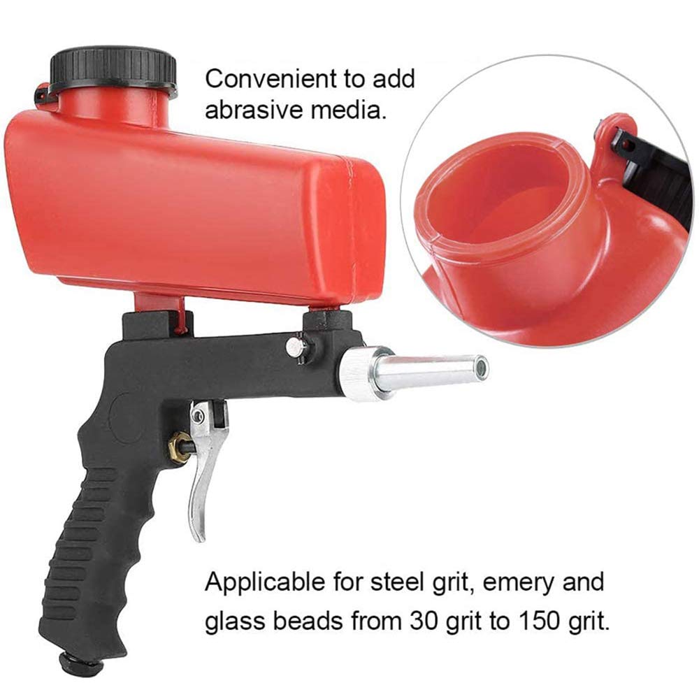 WINGONEER Air Sandblasting Gun, Small Handheld Portable Sandblasting Gun, Red