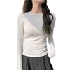 2025 Autumn/Winter Women's Solid Color Slimming Long Sleeve Round Neck Base Shirt
