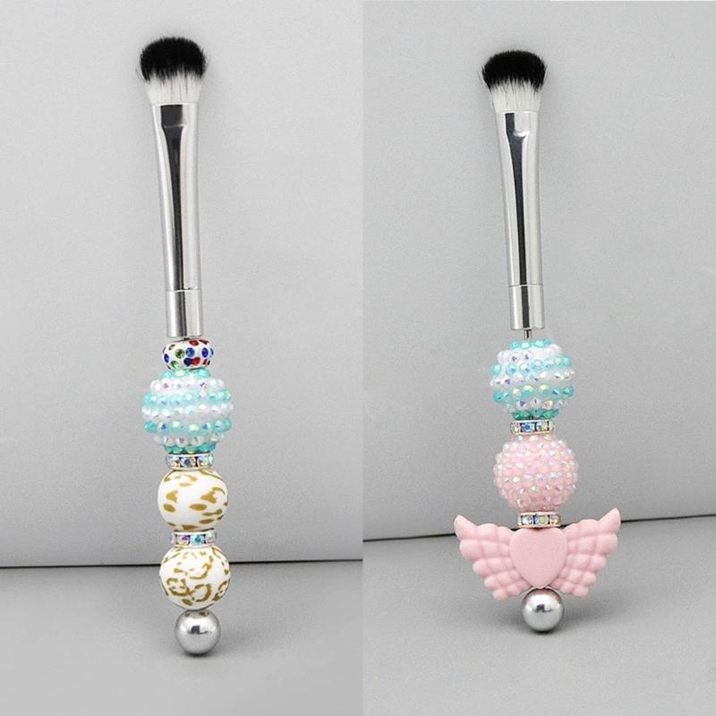 5 Pcs DIY Beaded Makeup Brush Metal Handle Makeup Brush Foundations Eyeshadow Eye Brush Makeup Colouring Accessories