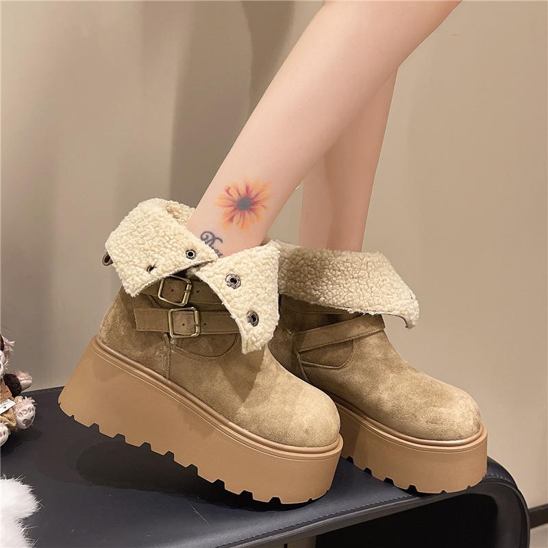 7026-2 Thick-soled Snow Boots Two Wear Martin Boots Women's 2025 Winter New Velvet Fashion Short Boots Non-slip Snow Boots