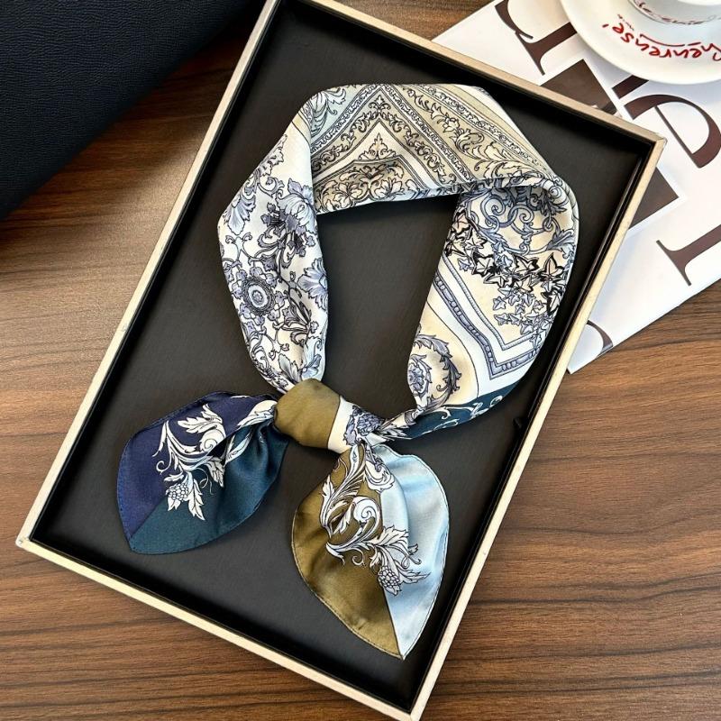 Polka Dot Silk Scarf Square Scarf High-end New Versatile Decorative Scarf Scarf Scarf Neck Cashew Flower Scarf Shawl Can Be Used As a Tube Top