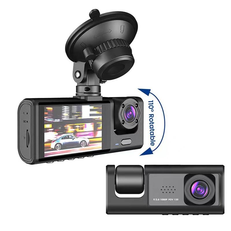 3 Channel Dash Cam for Car Camera Video Recorder Dashcam DVRs Black Box Dual Lens DVR with Rear View Camera 24H Parking Monitor