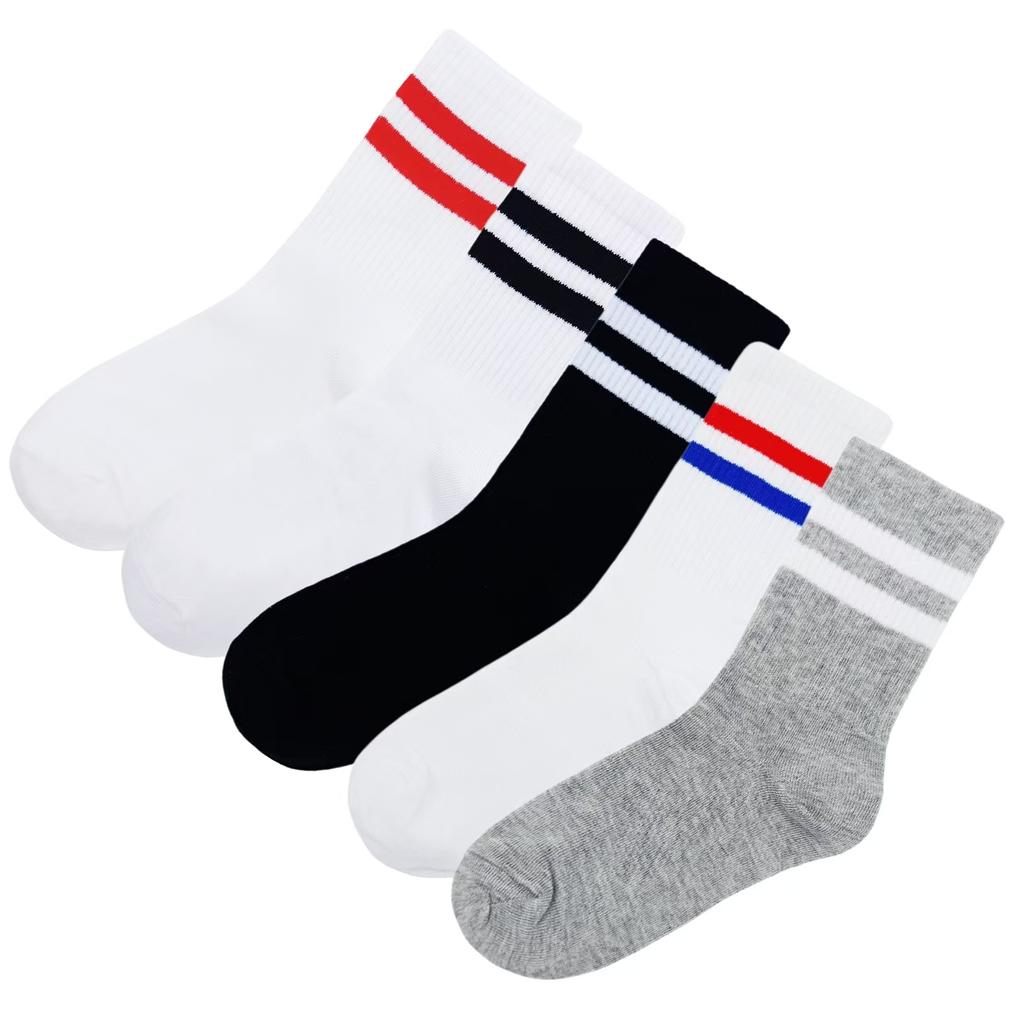 Striped versatile sweat-absorbent, breathable and deodorant sports mid-calf socks for men and women for summer