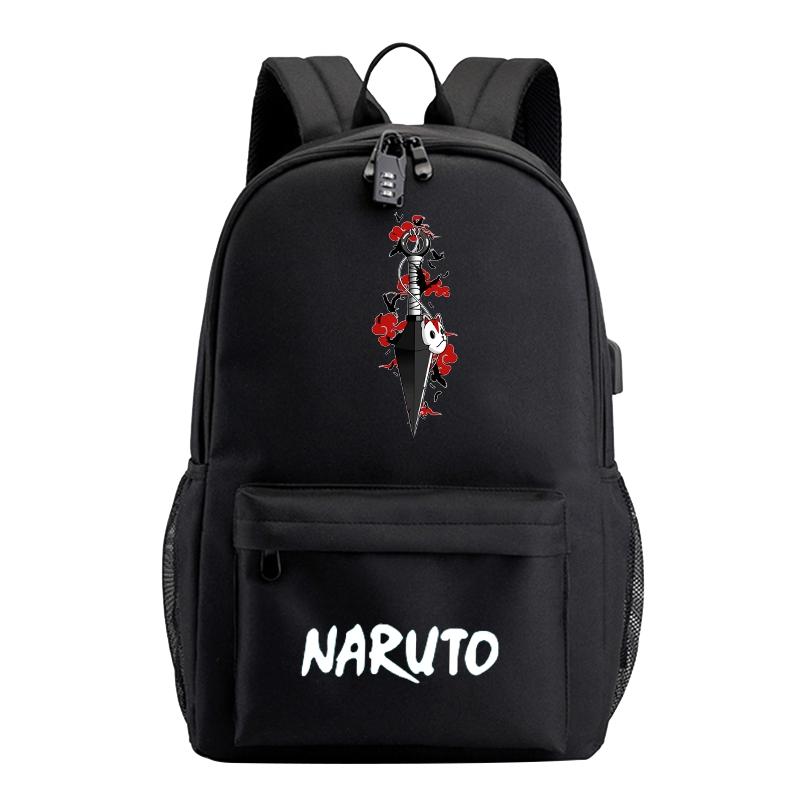 Anime Naruto Stöldskyddsryggsäck för tonårsflicka pojke tillbaka till skolanväska laptopväska bokväska män kvinnor fritidsreseväska