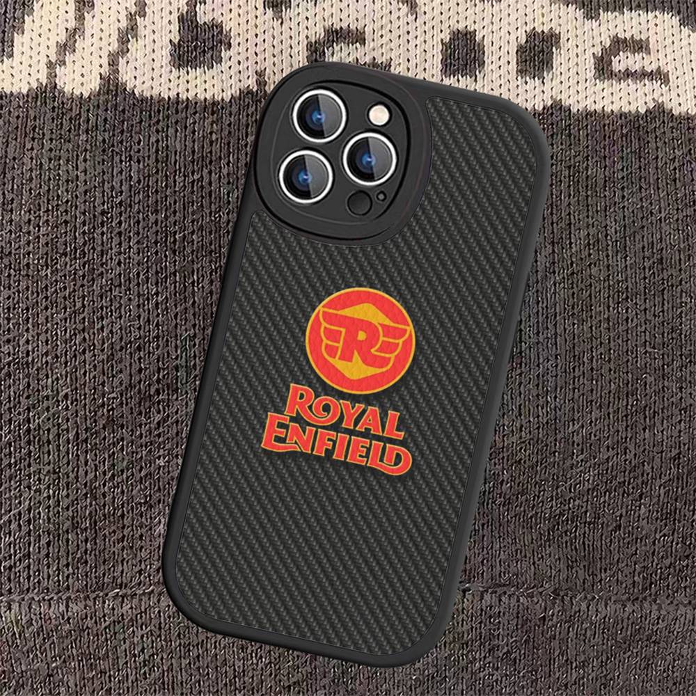 R-ROYALS E-ENFIELDS Logo Leather Phone Case For iphone 16 15 14 Plus 13 12 11 Pro Max Case