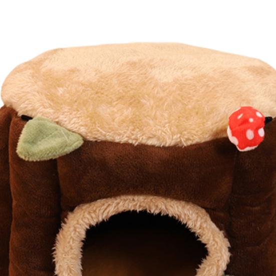 Yousheng Hamster Nest Lovely Appearance Stump Design Flannel Comfortable Squirrel Bed Hammock for Small Animals