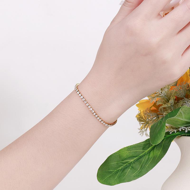 Women's Zircon Bling Hip Hop Bracelet - Electroplated Round Tennis Bangle