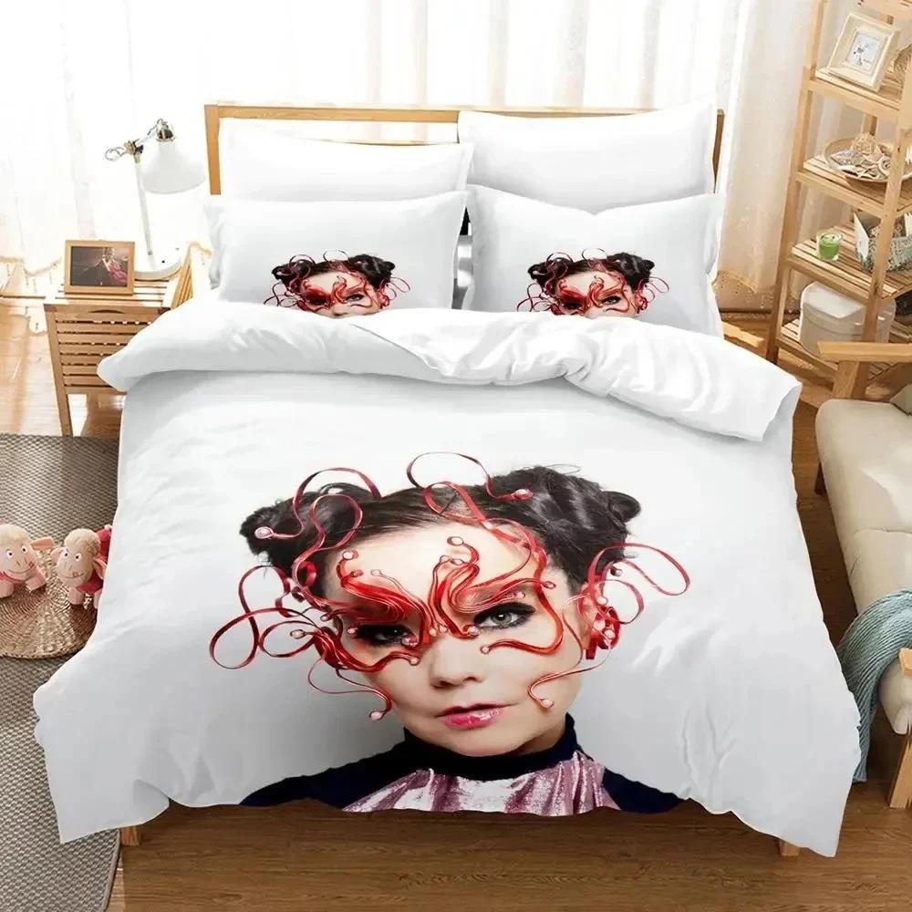 Juego de Cama de la Cantante Bjork Björk Funda Nórdica Juego de Cama Cubre Edredón Funda de Almohada Edredón Tamaño King Queen Niños Adultos Juego de Cama