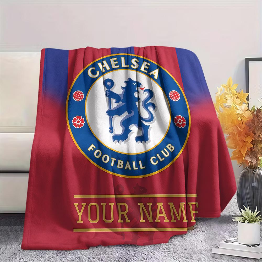 Custom Name Chelsea Football Club Flannel Blanket, High Quality Comfortable for All Seasons, Home Decor, Warmth and Comfort