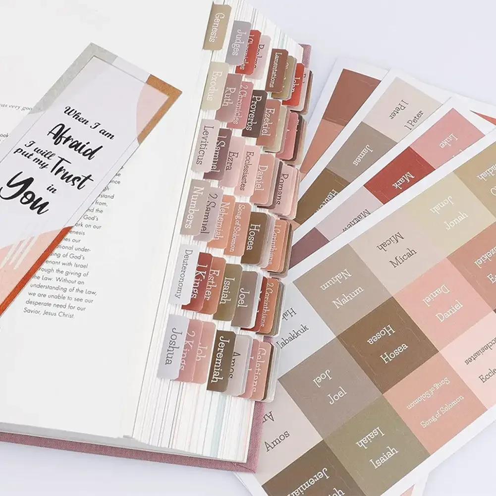 

5/6 Sheet Bible Index Label Sticker Self-adhesive Paper Tabs Bible Index Tabs for Study Read Bookmark Stickers Study Tool