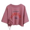 Drawstring Ruched Short Sleeve Tank Tops Tee Women Printing Casual Fashion Crop Top Ladies High Street Tank top Summer Cloth