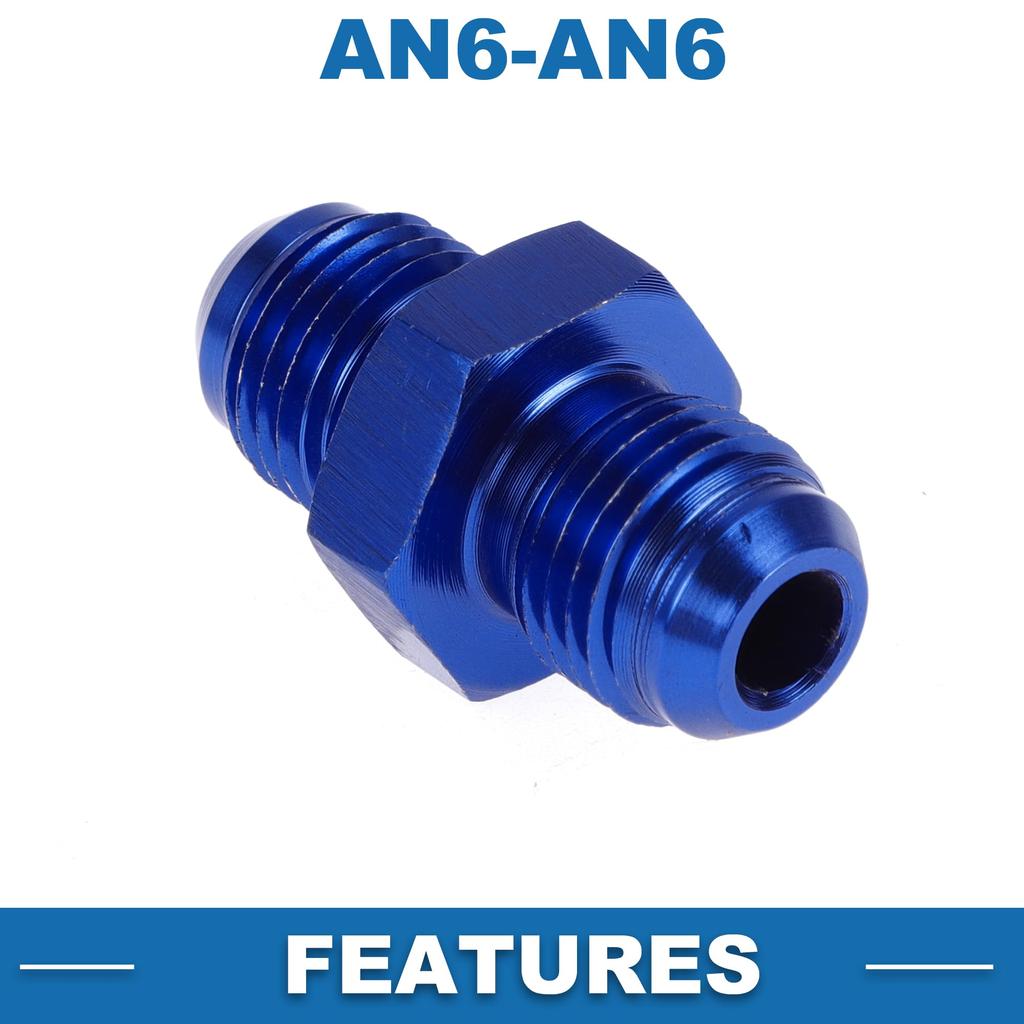 A ABSOPRO Female Flare Reducer Hose Fitting Adapter AN6 AN6 Fuel Line Connector Aluminum Blue