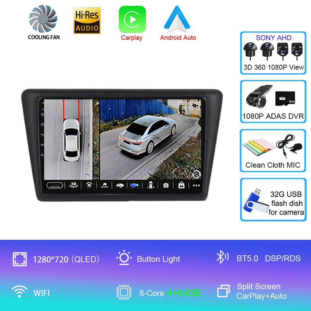 Android 14 Car Radio For Skoda Rapid 2013-2019 Multimedia Video Player Stereo GPS Navigation Wireless Carplay Android Auto WIFI