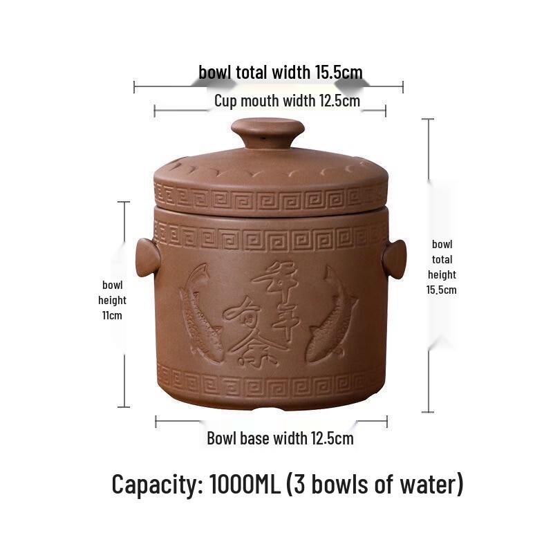Wutuo Zisha Unglazed Double-Lid Stew Pot